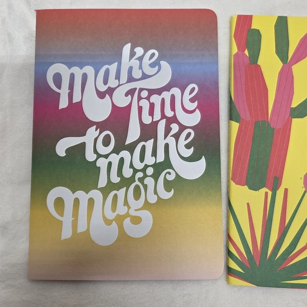 Set of 3 Notebooks Lined Pages 'Make Time to Make Magic' Cactus Floral New Gifts